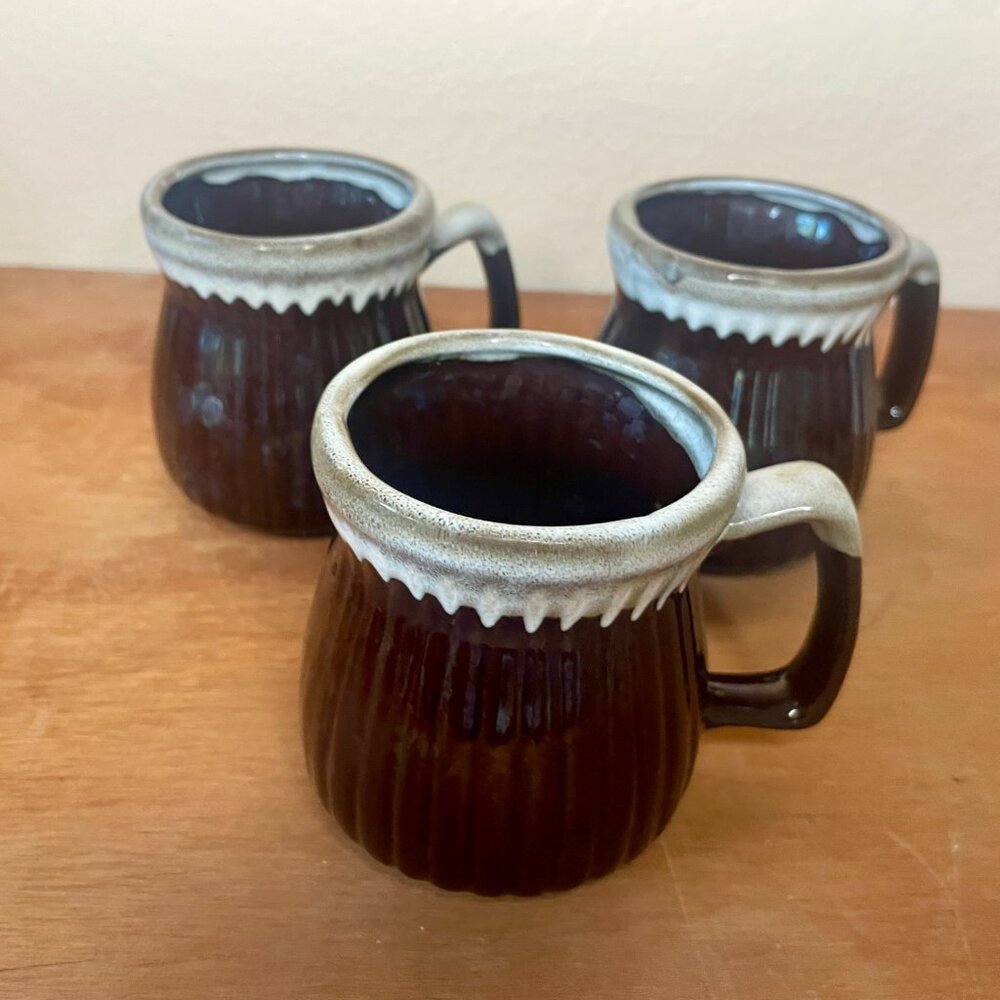 Set of 3 Reactive Glazed Mugs Handmade